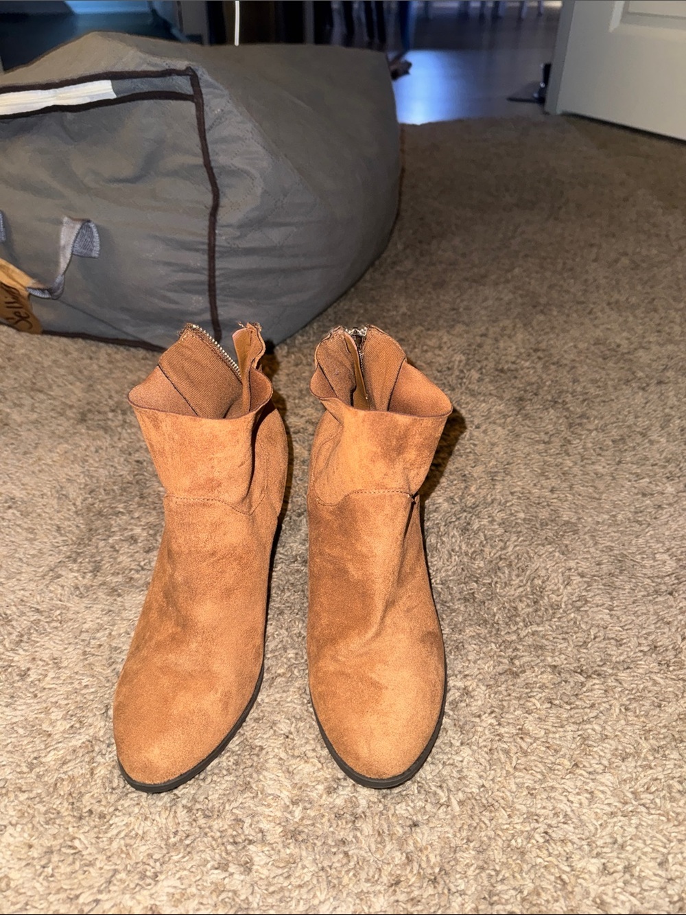 Brash Tan Suede Ankle Booties